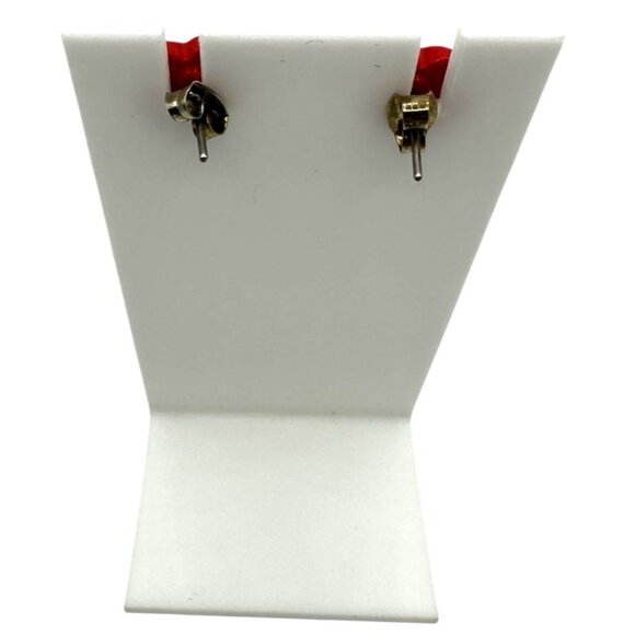 Red Heart Shaped Stud Earrings With Silver Tone Posts Womens Fashion Jewelry - Picture 4 of 5